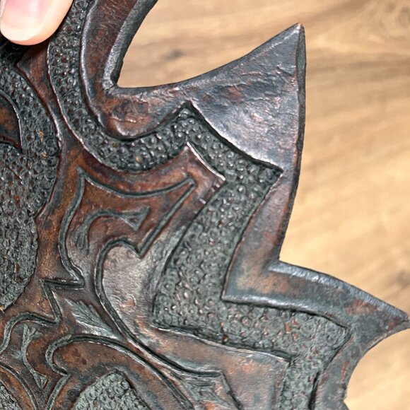Vintage Leather Breastplate Choker Engraved Necklace Statement Piece African - Picture 9 of 14